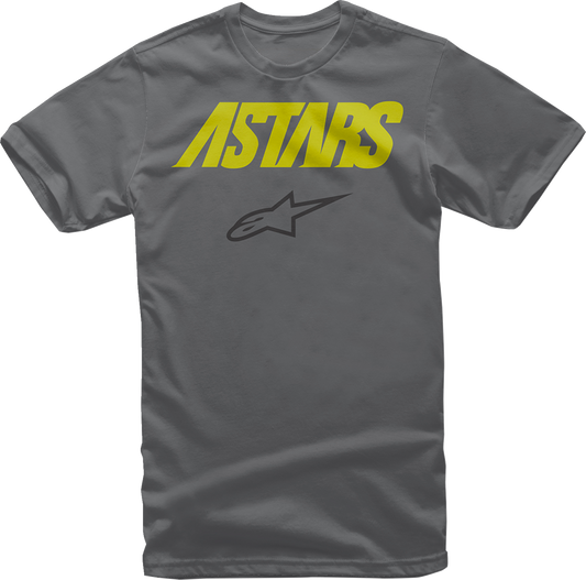 Alpinestars Angle Combo T-Shirt in charcoal and fluo yellow, large size, featuring bold logo design and comfortable fit.