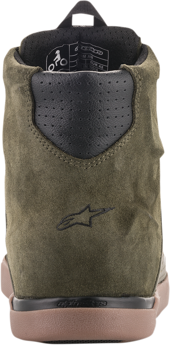 Alpinestars Jam Air Shoes in military green, US size 10, featuring breathable mesh and sporty design.