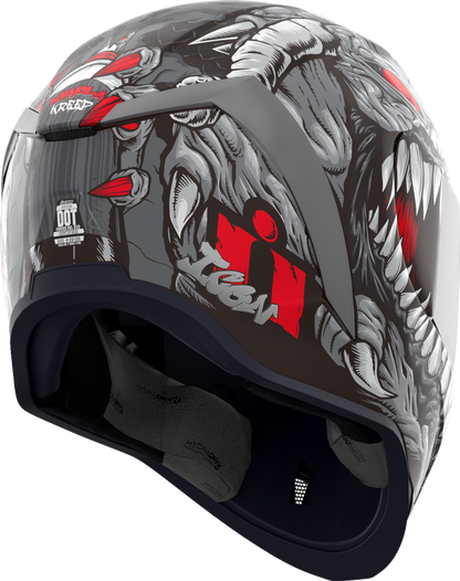 Bill's Exhausts ICON Airform™ Kryola Kreep helmet in silver, XL size, featuring MIPS® safety technology and sleek helmet design.