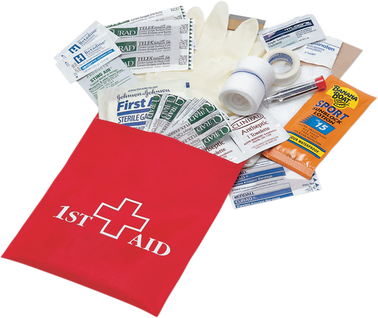 Water-themed first aid kit from AIRHEAD SPORTS GROUP by Bill's Exhausts, containing medical supplies in a compact package.