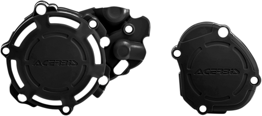 A black Acerbis X-Power Body Cover Kit with detailed design, displayed on a flat surface.