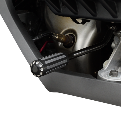 Bill's Exhausts SHOW CHROME Shift Lever Cover for Ryker engine, featuring a shiny chrome finish and detailed design.