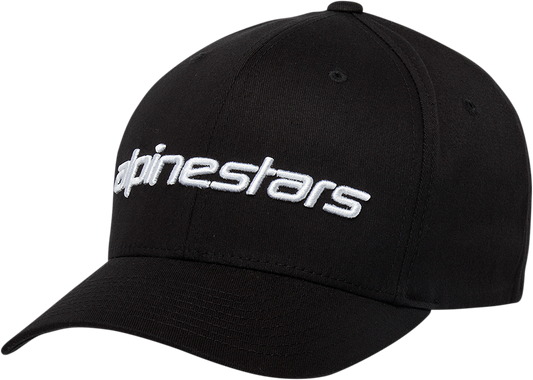 Alpinestars Linear Hat in black and white, large/XL size, featuring the Alpinestars logo and sporty protective gear style.