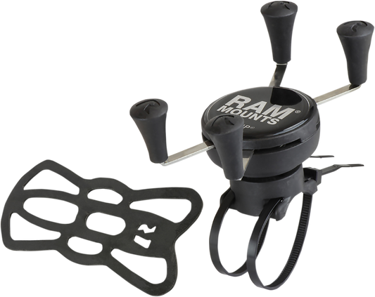 Bill's Exhausts RAM MOUNTS X-Grip Kit with bicycle base for engine mounting, featuring secure grip and durable construction.