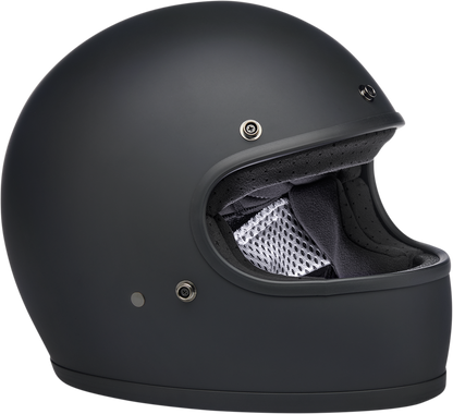 BILTWELL Gringo helmet in flat black finish, XL size, designed for motorcycle riding, featuring a sleek, aerodynamic helmet shape.