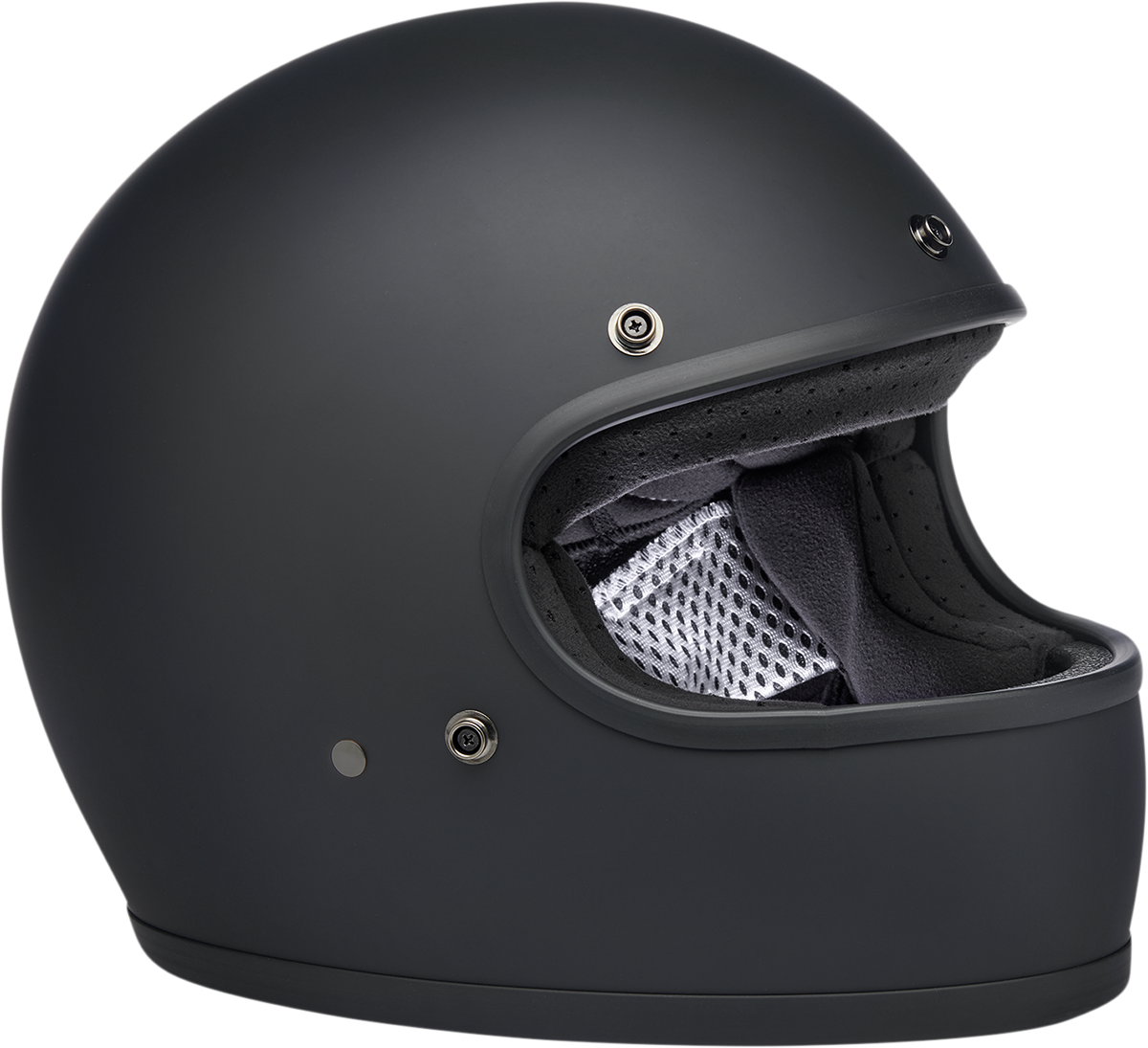 BILTWELL Gringo helmet in flat black factory finish, large size, with a sleek, rounded motorcycle helmet design.