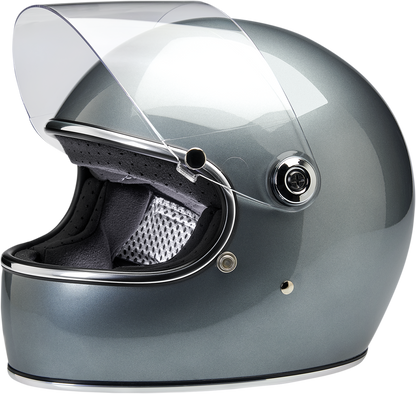 BILTWELL Gringo S helmet in metallic sterling finish, XS size, featuring a sleek motorcycle helmet design.