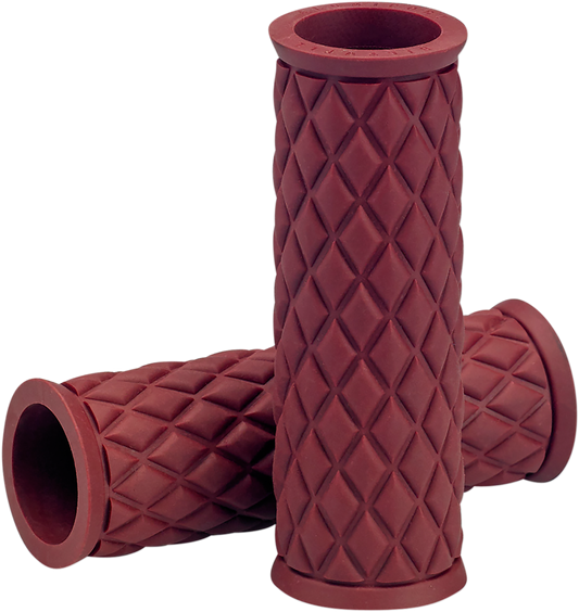 BILTWELL Alumicore replacement motorcycle grips in oxblood color, designed for easy installation and enhanced grip.