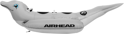 Bill's Exhausts dolphin riding tube for water sports, featuring bright colors and comfortable handles for towable fun on the water.