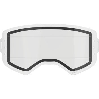 Clear dual roll-off lens for ALPINESTARS Supertech goggles by Bill's Exhausts, showing the lens with roll-off system and mounting details.