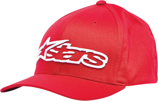 Alpinestars Blaze Flexfit® hat in red and white, large/XL size, featuring a branded logo on the front, casual sporty style.