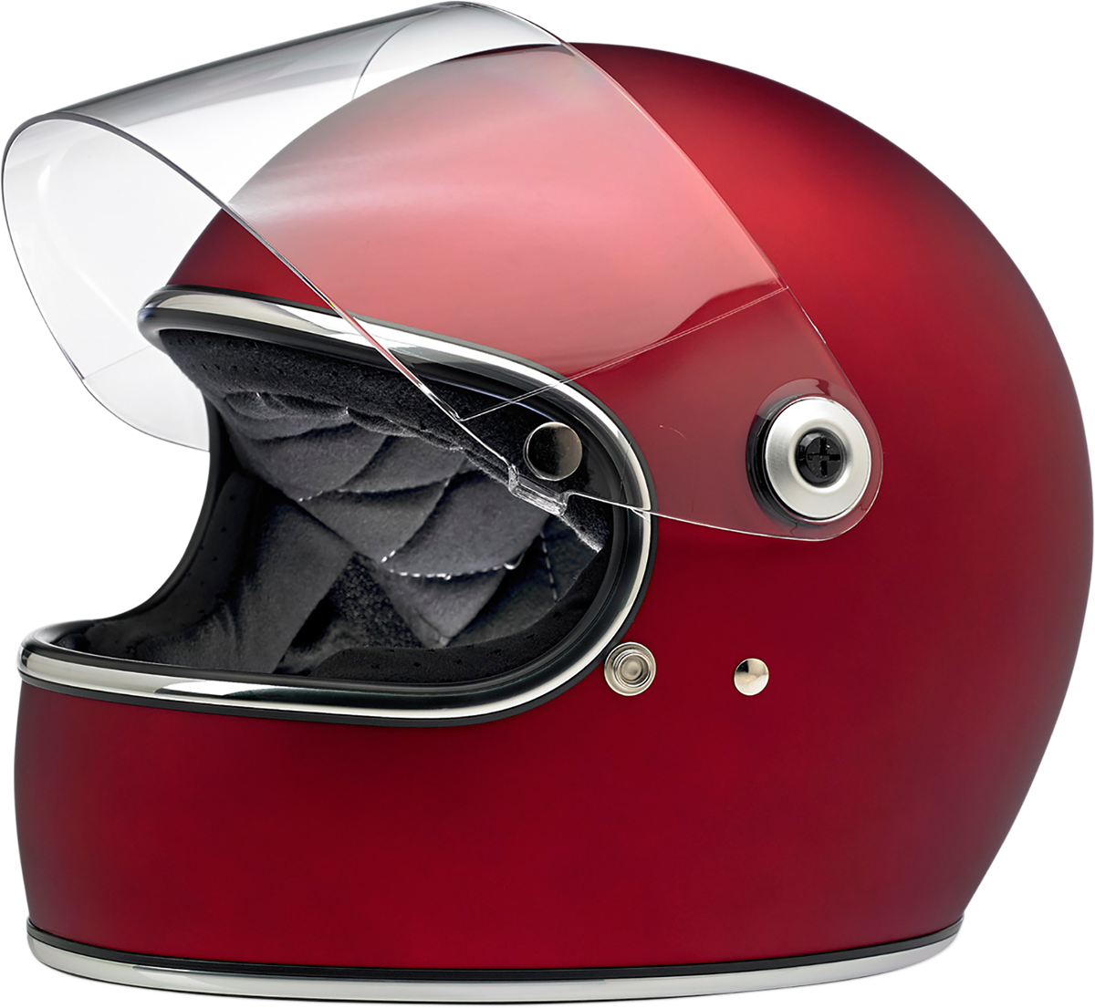 BILTWELL Gringo S helmet in flat red with XS size, featuring a smooth helmet shell and classic motorcycle helmet design.