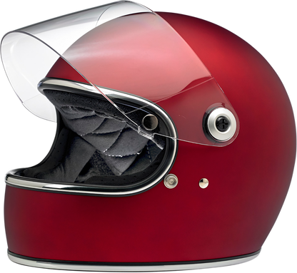 BILTWELL Gringo S helmet in flat red with XS size, featuring a smooth helmet shell and classic motorcycle helmet design.