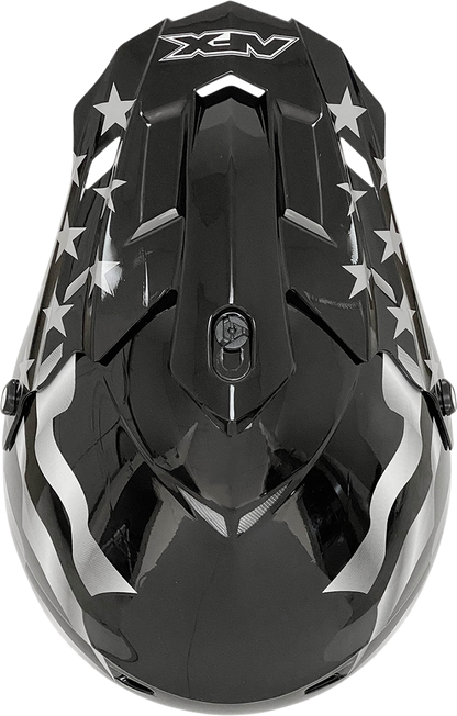 Bill's Exhausts AFX FX-17 motorcycle helmet in stealth flag design, XL size, featuring a sleek aerodynamic shape and detailed graphics.