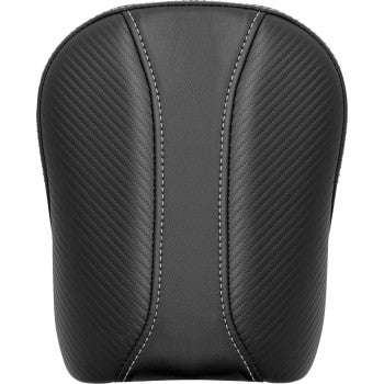 Saddlemens Pillion Pad Dominator XL motorcycle seat for '04-'22 models, shown on a bike with textured black surface and mounting hardware.