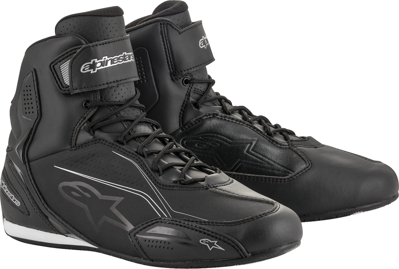 Alpinestars Stella Faster-3 black and silver shoes for women, US size 8, with sleek design and durable construction.