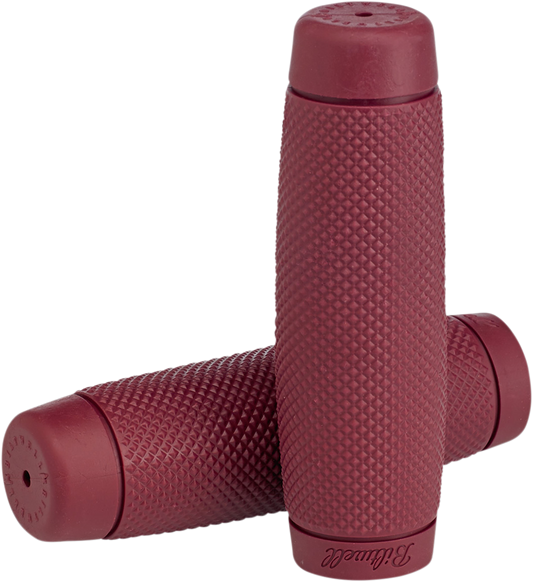 BILTwell Recoil 1-inch motorcycle grips in oxblood color, featuring textured rubber surface for a secure grip.