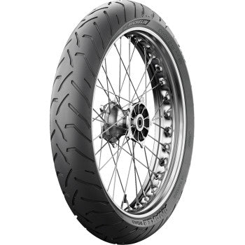 Michelin Anakee Road front motorcycle tire, 120/70R19, 60V, mounted on a wheel, with visible tread pattern and sidewall details.
