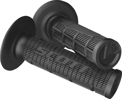 Scott Half Waffle Black grips for engine, designed for secure hold and comfort, with textured surface for enhanced grip.