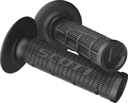 Scott Half Waffle Black grips for engine, designed for secure hold and comfort, with textured surface for enhanced grip.