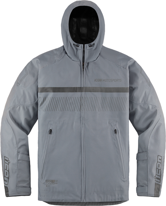 Gray ICON PDX3™ jacket in medium size, showing front view with zipper and collar, by Bill's Exhausts.