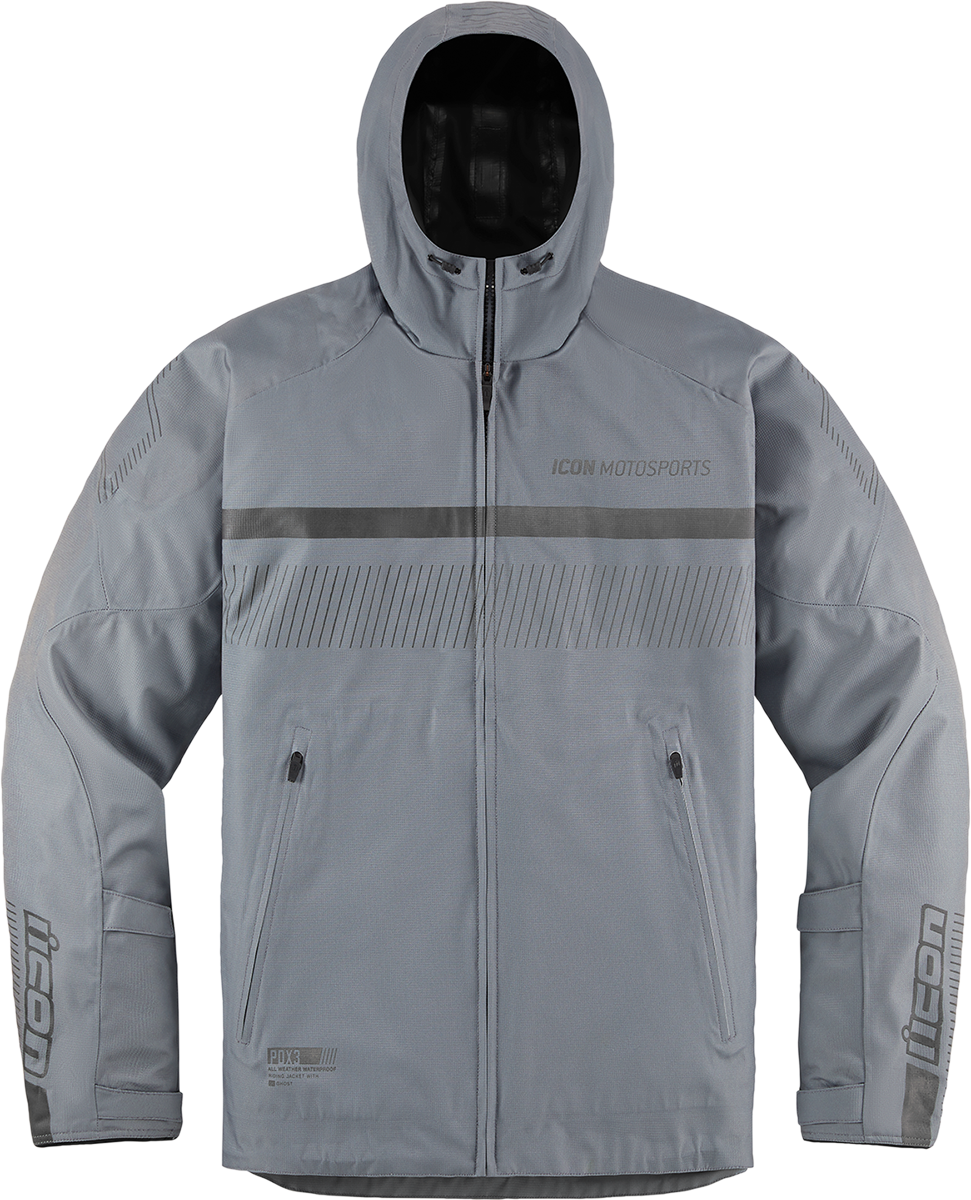 Gray ICON PDX3™ jacket in XL size, featuring a sleek design and durable fabric, displayed on a plain background.