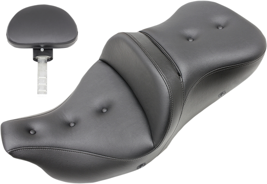 Bill's Exhausts SADDLEMEN Pillow-Top Roadsofa seat with backrest, heated, black for FLH/FLT motorcycles 2008-2023.