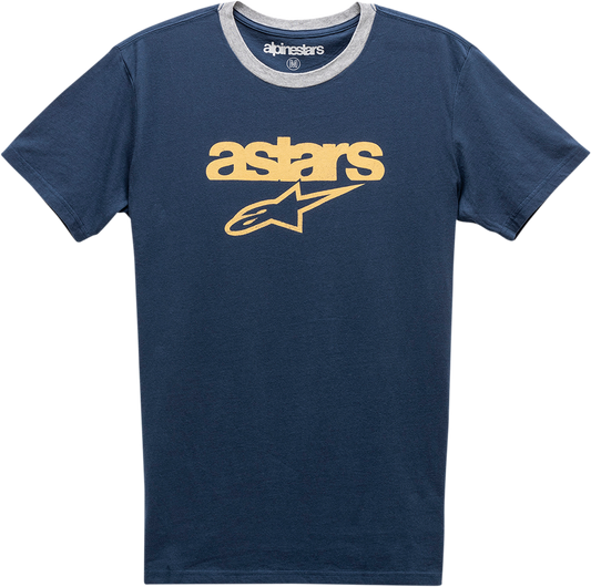 Alpinestars Match T-Shirt in navy and Heather Gray, large size, with athletic fit and branding visible on the front.