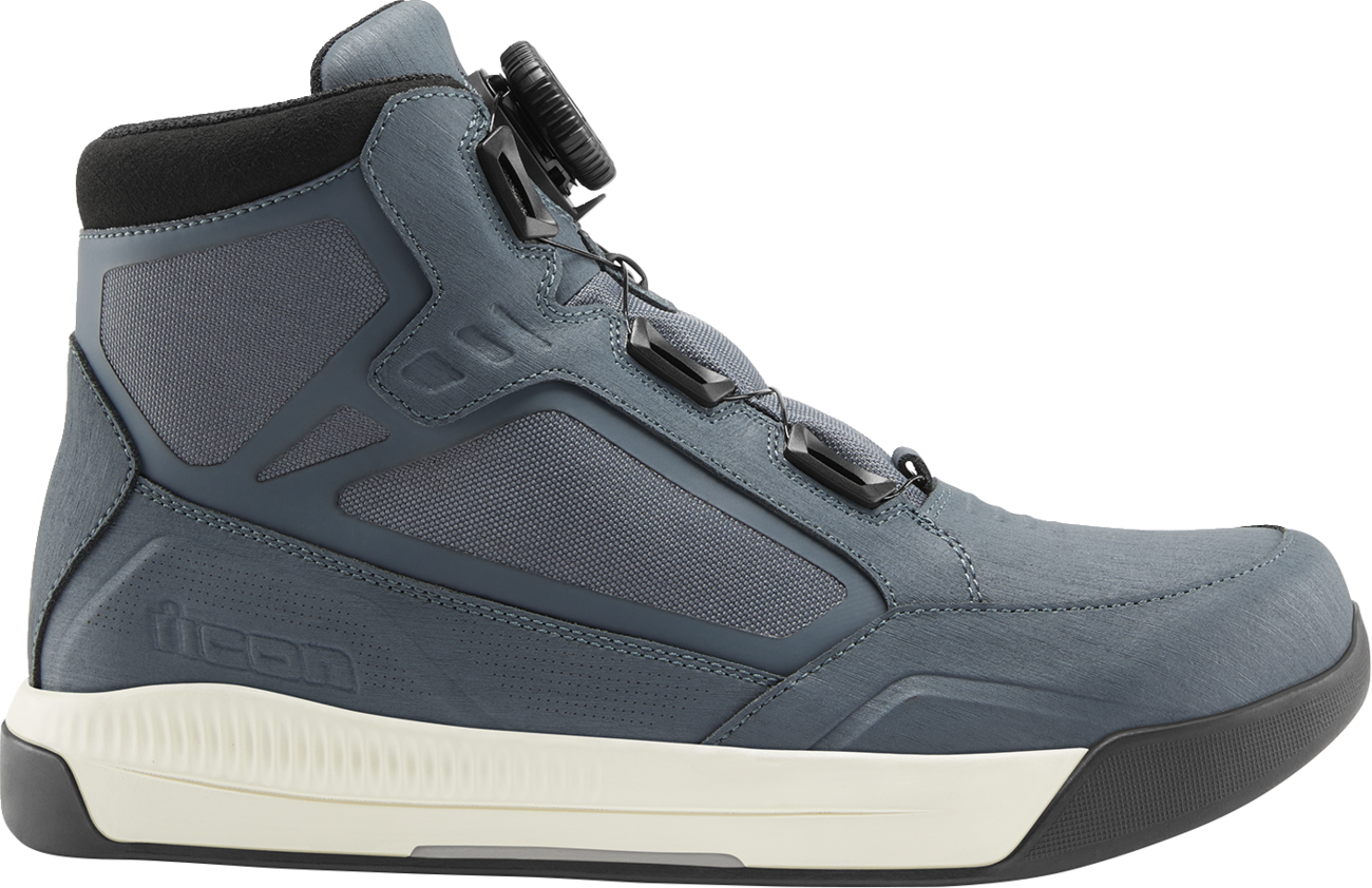 Bill's Exhausts ICON Patrol 3™ waterproof boots in grey, size 8.5, showing sturdy leather material and rugged sole design.