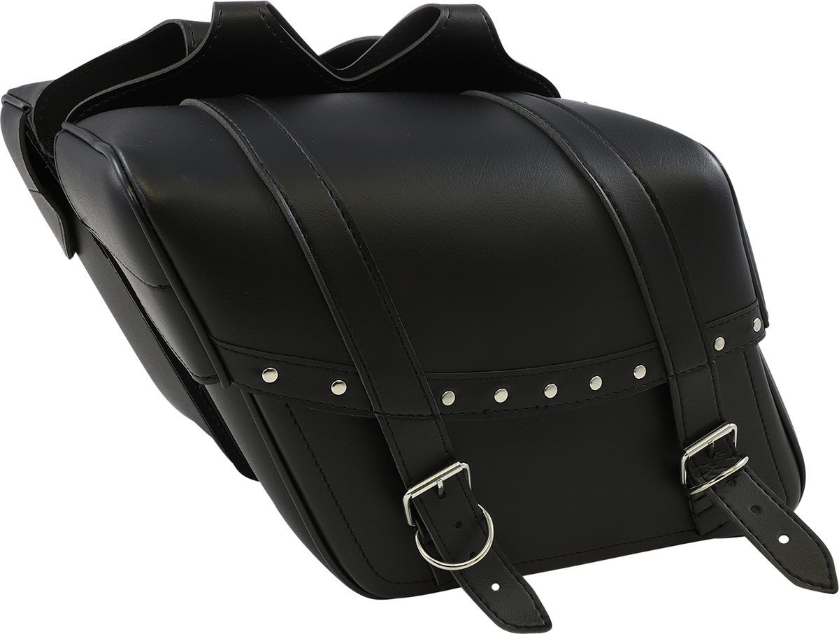 Bill's Exhausts SADDLEMEN Highwayman Rivet Slant-Style Saddlebags for motorcycles, medium size with rivet details and slant design.