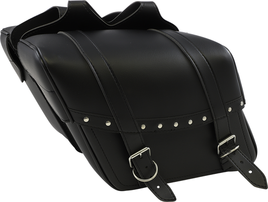 Bill's Exhausts SADDLEMEN Highwayman Rivet Slant-Style Saddlebags for motorcycles, medium size with rivet details and slant design.