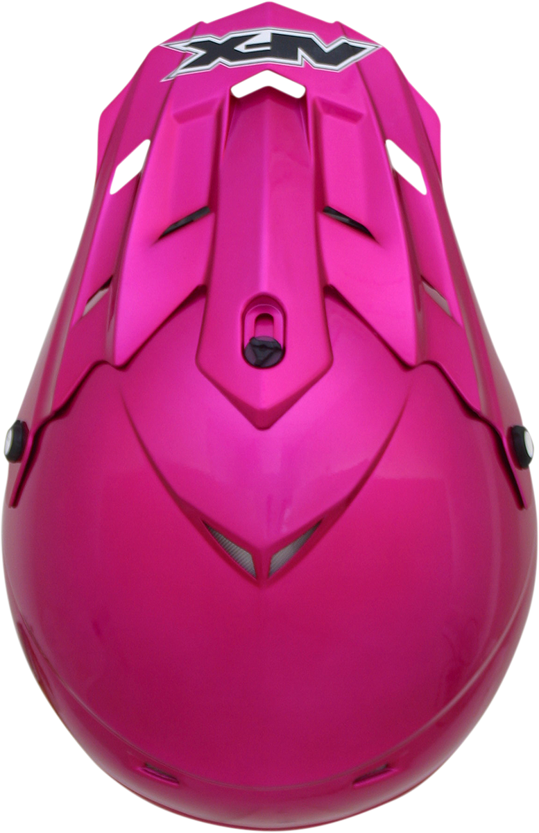 Bill's Exhausts AFX FX-17 Peak Fuchsia motorcycle helmet with vibrant pink color and sleek design.