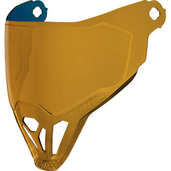 Bill's Exhausts ICON ForceShield™ Airflite™ shield in 25K gold, showcasing its sleek design and metallic finish.