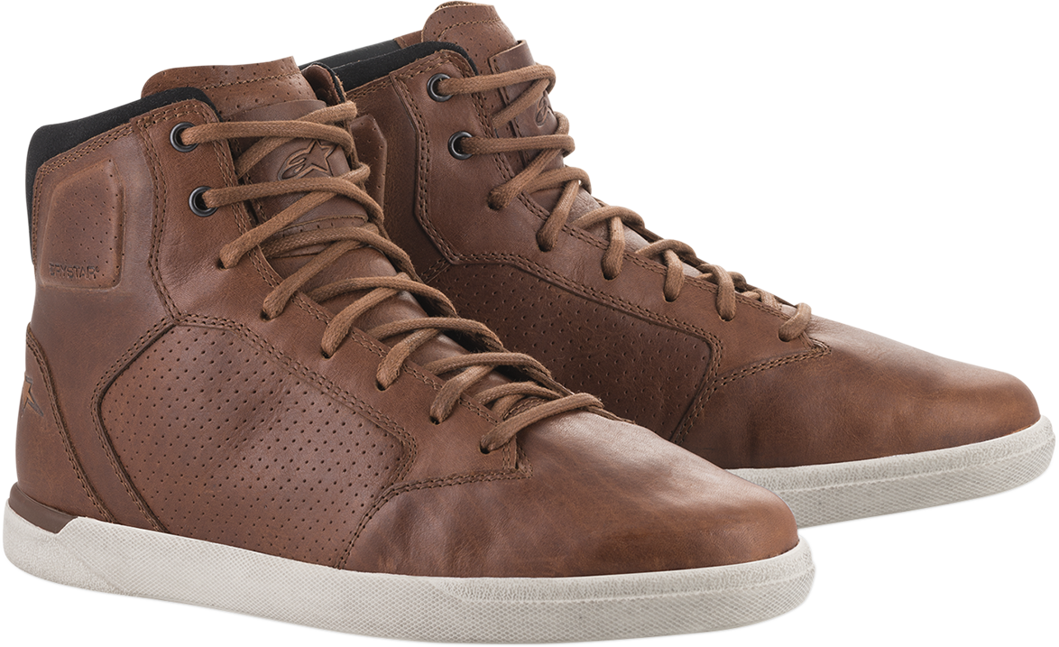 Alpinestars J-Cult Drystar shoes in brown, US 12, featuring durable construction and sporty design, displayed on a plain background.