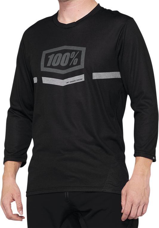 100% Airmatic 3/4 Sleeve Jersey - Black - Small 40018-00000 - Howling Moto