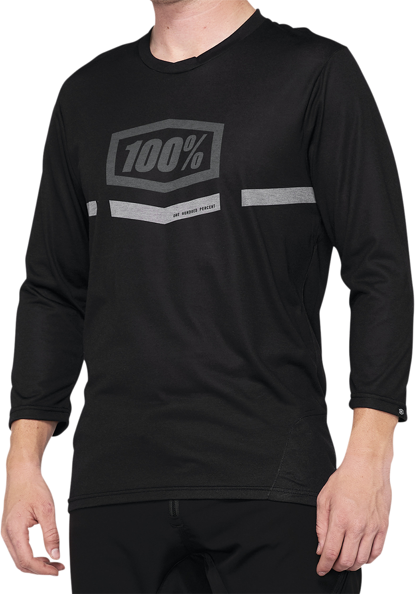 100% Airmatic 3/4 Sleeve Jersey - Black - Large 40018-00002 - Howling Moto