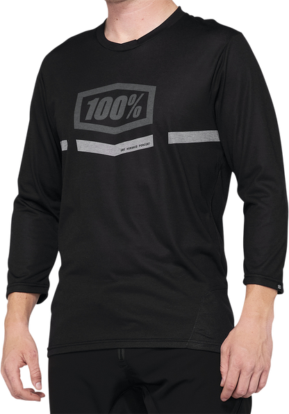 100% Airmatic 3/4 Sleeve Jersey - Black - Large 40018-00002 - Howling Moto
