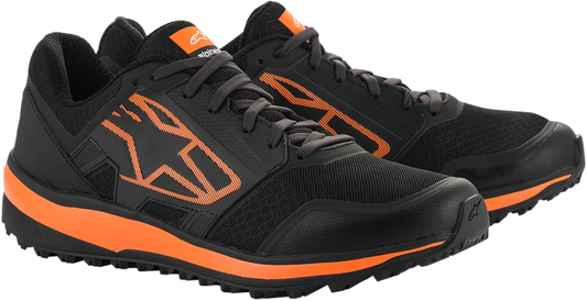 Alpinestars Meta Trail shoes in black and orange, US 13, with rugged design and trail-ready features.