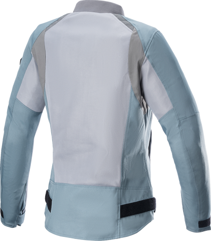 Alpinestars Stella Eloise v2 Air Jacket for women in silver and gray, large size, lightweight motorcycle riding jacket.