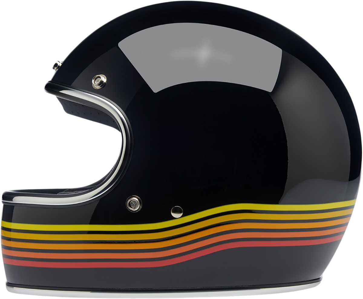 BILTWELL Gringo Helmet in gloss black spectrum finish, XL size, showcasing its smooth, rounded motorcycle helmet design.