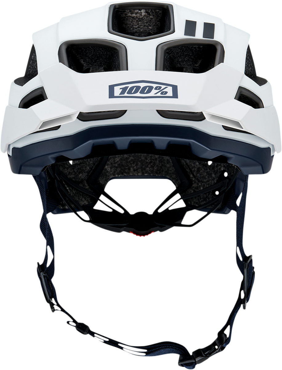 White 100% Altec bicycle helmet in L/XL size, featuring adjustable straps and ventilation for safe cycling.