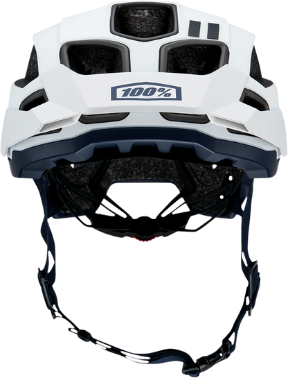 White 100% Altec bicycle helmet in L/XL size, featuring adjustable straps and ventilation for safe cycling.
