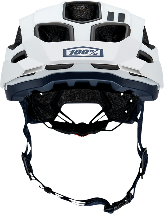 White 100% Altec bicycle helmet in L/XL size, featuring adjustable straps and ventilation for safe cycling.