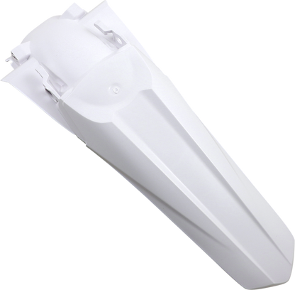 Acerbis rear fender in white for motorcycle, lightweight plastic body part with mounting points, designed for durability and style.