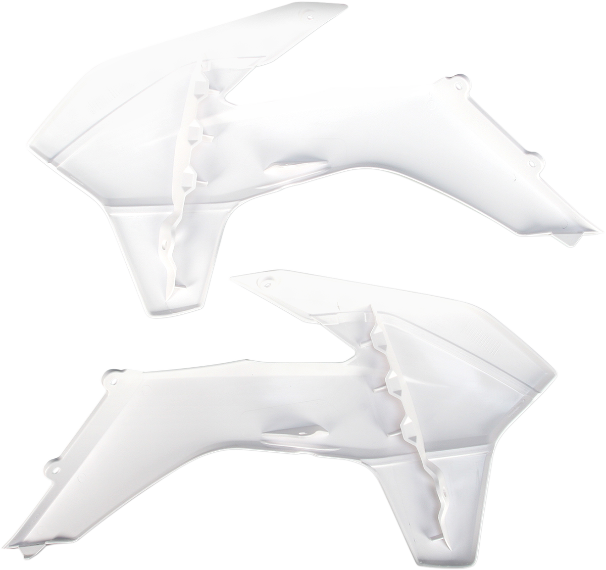 White ACERBIS radiator shrouds for body, designed for motorcycle with product code 2314250002, installed on the vehicle.