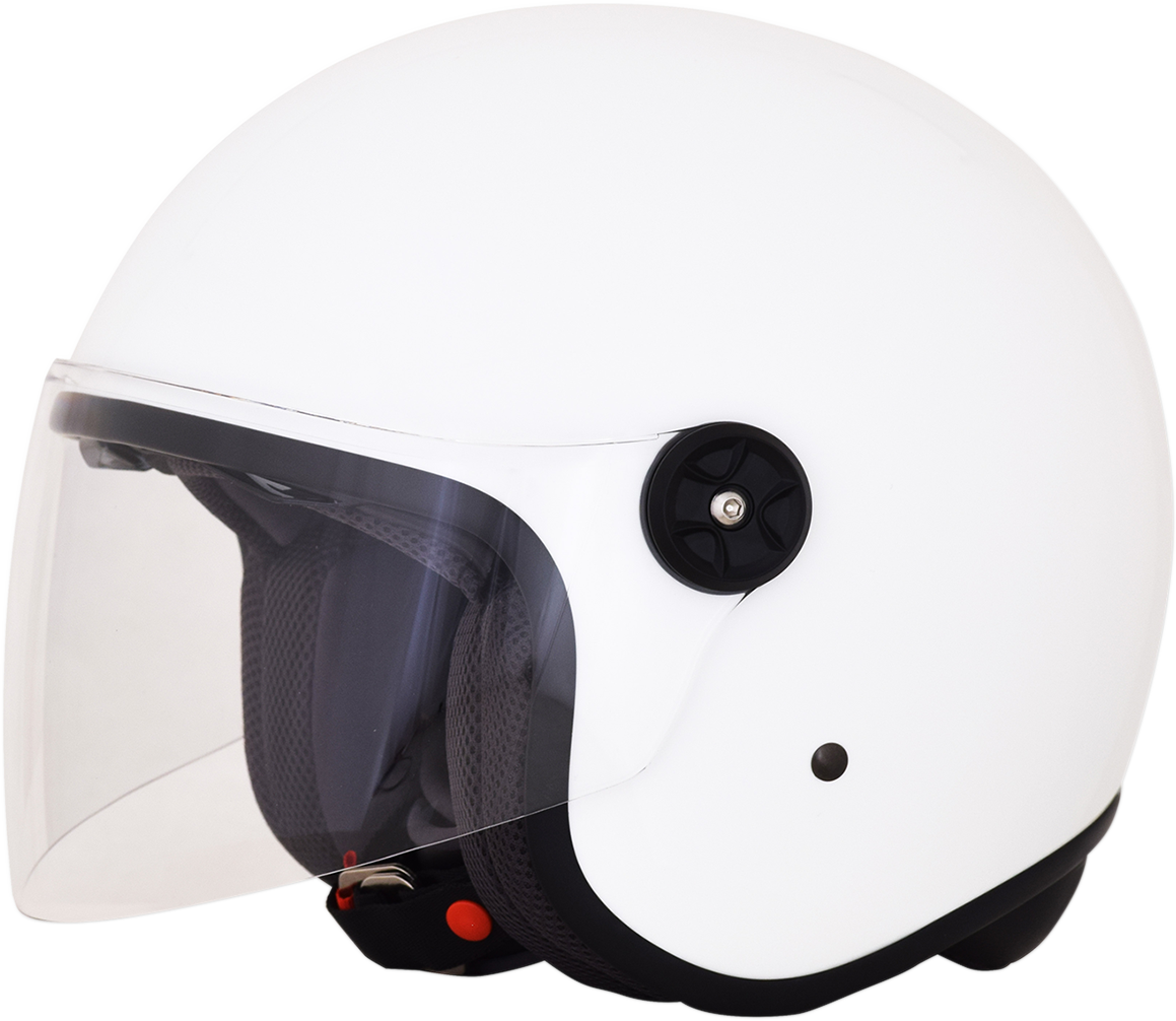 White AFX FX-143 motorcycle helmet in 2XL size, with sleek design and clear visor, by Bill's Exhausts.