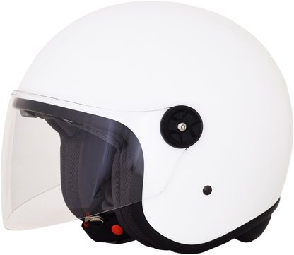 White AFX FX-143 motorcycle helmet in 2XL size, with sleek design and clear visor, by Bill's Exhausts.