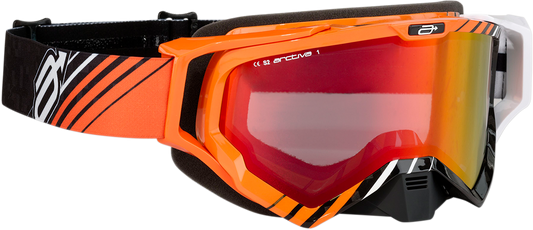 Bill's Exhausts ARCTIVA Vibe snow goggles in black, orange, and white with tinted lenses for winter sports protection.