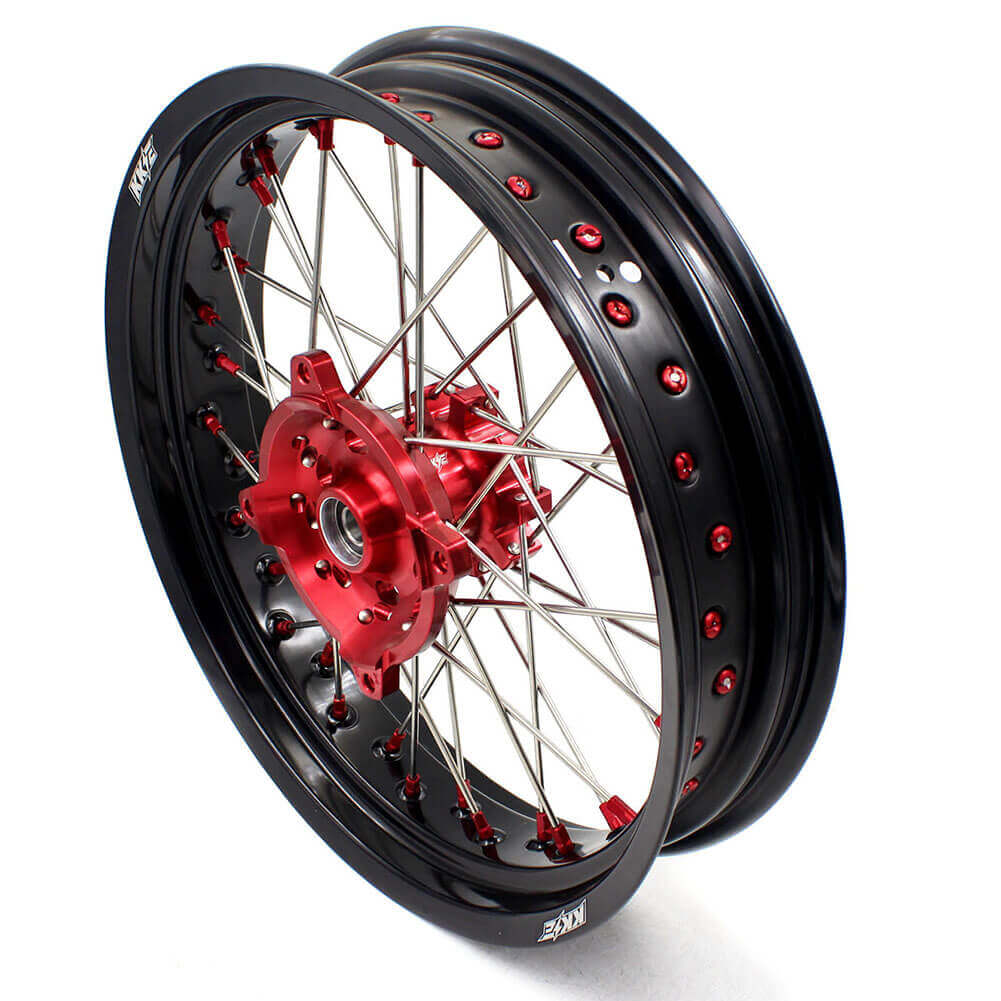 KKE 17 Inch OEM Size Supermoto Wheels for Honda XR650L 1993-2024 Red Nipple - Howling Moto