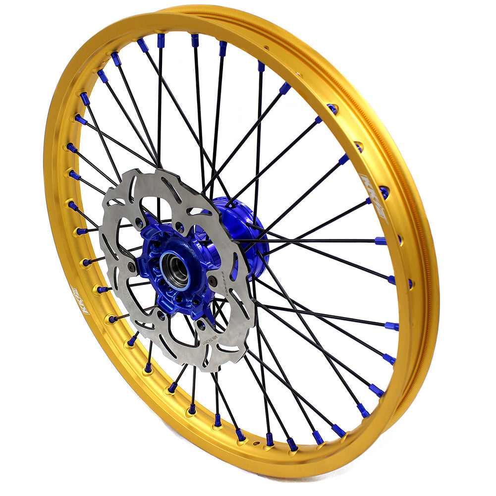 KKE 21"&19" Mx Dirtbike Cast Wheels For YAMAHA YZ125 YZ250 1999-2016 YZ250F YZ450F 2003-2015 Gold Rim Black Spokes With Disc - Howling Moto